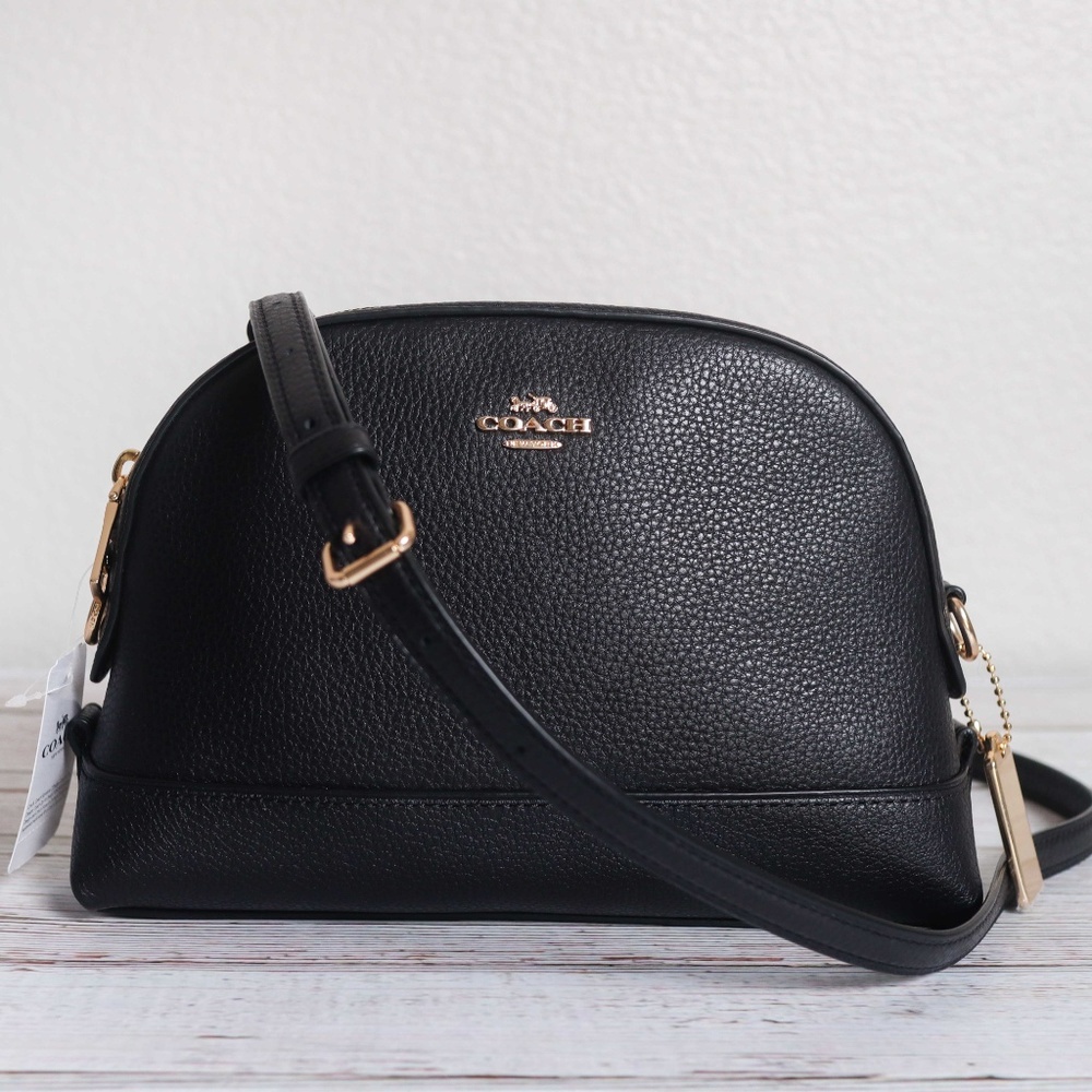 NWT Coach Leather Dome Crossbody in Black - Picture 2 of 8